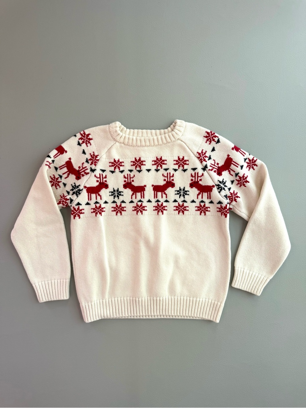 Hanna Andersson Dear Deer Fair Isle Christmas Knit Sweater Kids size 6-7 120cm